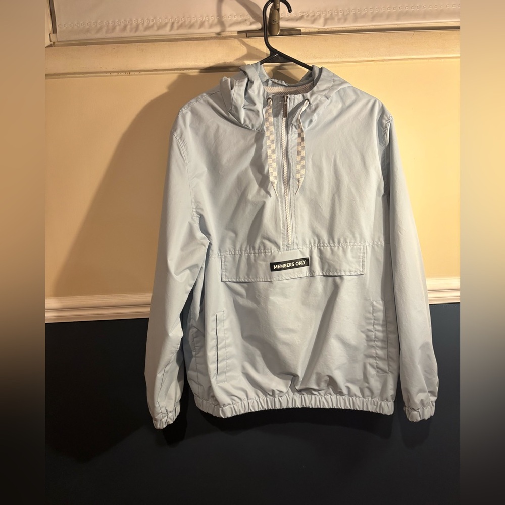Women’s Members Only Sky Blue Hooded 1/4 Zip-Up Jacket, Size Large